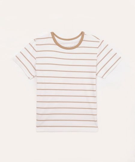 camiseta infantil listrada manga curta branco 1