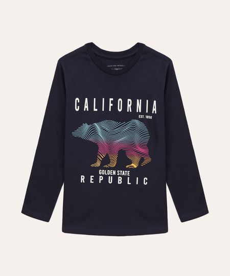 camiseta de algodão infantil urso califórnia azul marinho 4