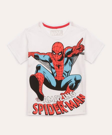 camiseta de algodão infantil homem aranha manga curta branca 4 camiseta de algodão infantil homem aranha manga curta branca 4