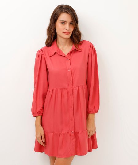 vestido chemise de viscose rosa G