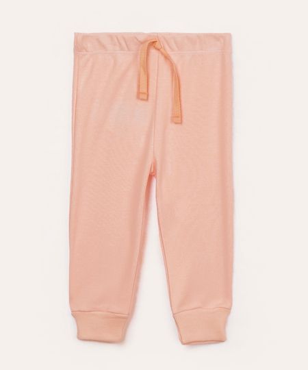 calça infantil de algodão básica rosa 3-6