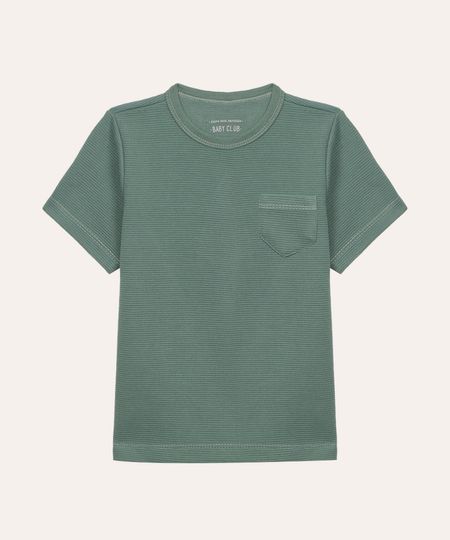 camiseta infantil texturizada com bolso manga curta verde 1