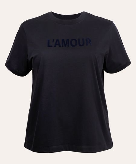 camiseta de algodão plus size l'amour mindset azul marinho GG2