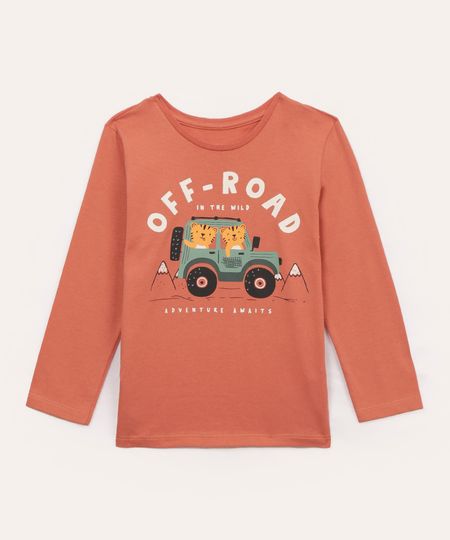 camiseta de algodão infantil off road vermelha 1