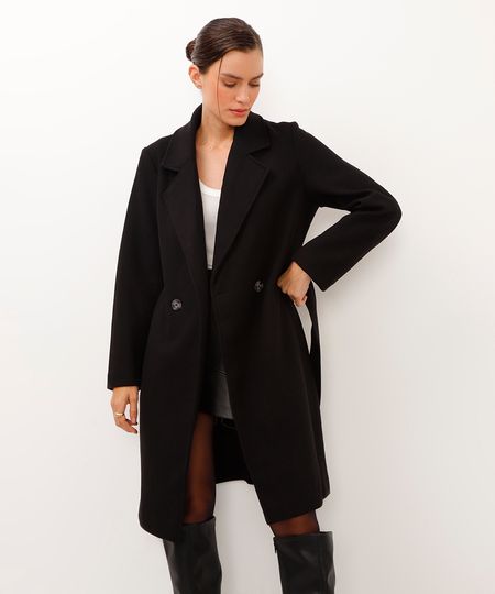 casaco trench coat felpado preto P