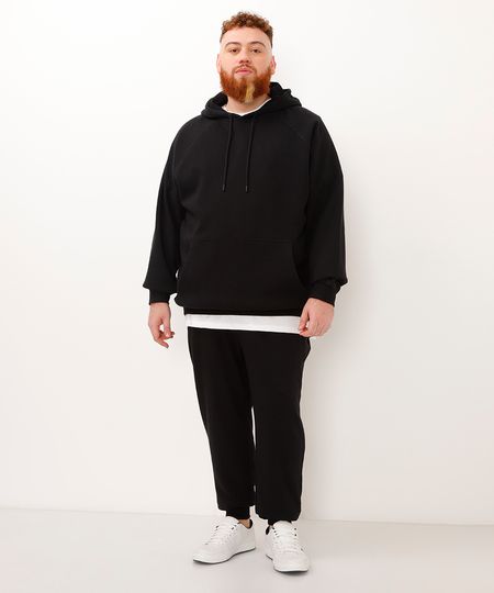 calça de moletom plus size bolso com zíper preto GG2 calça de moletom plus size bolso com zíper preto GG2