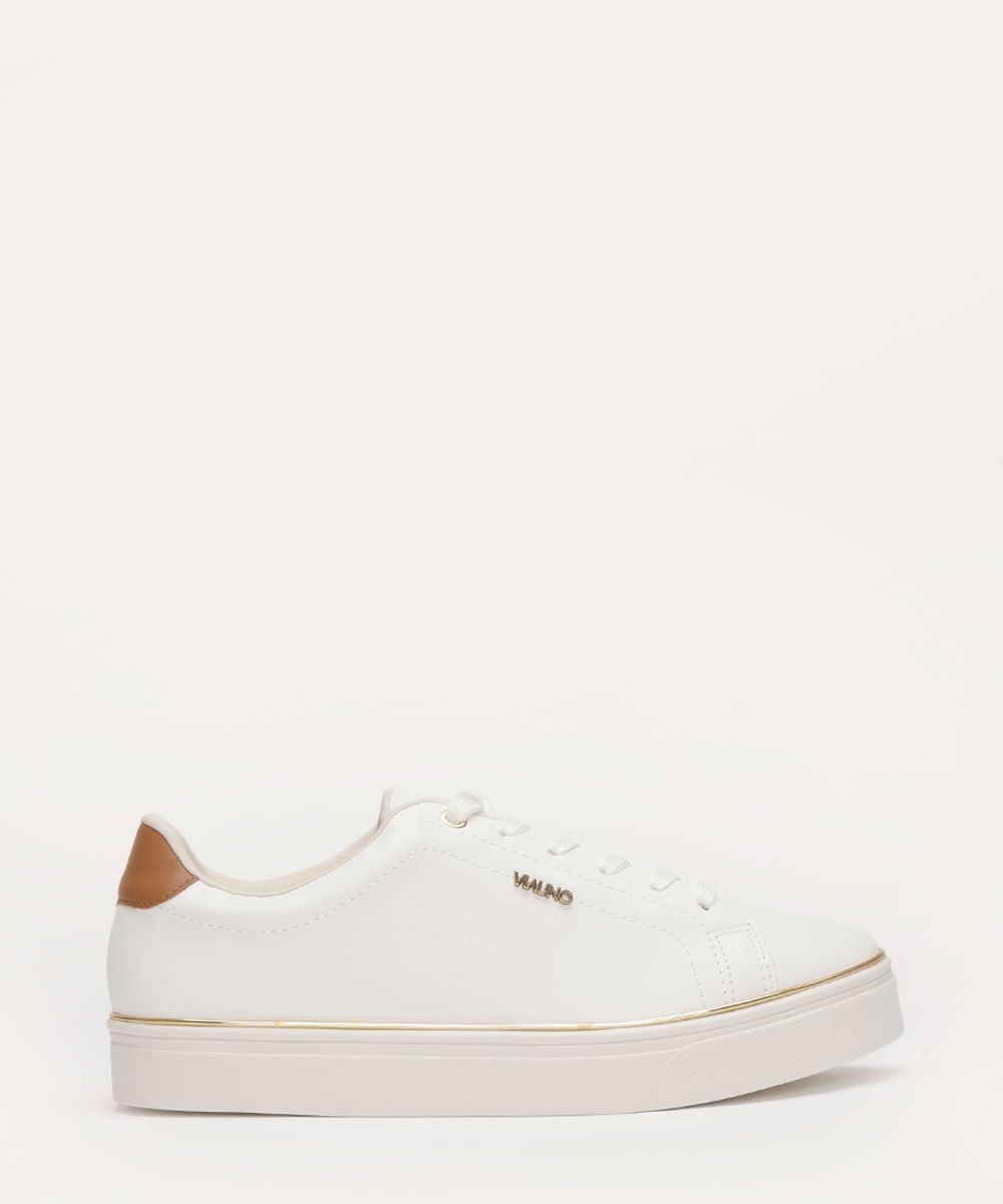 tênis casual flatform com recorte via uno branco