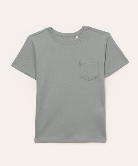 camiseta de algodão infantil com bolso azul médio 4