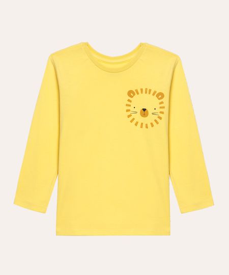 camiseta de algodão infantil leão amarelo 3 camiseta de algodão infantil leão amarelo 3