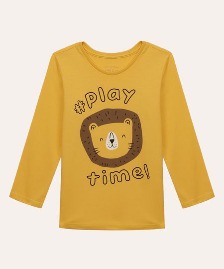 camiseta de algodão infantil leão amarelo 5