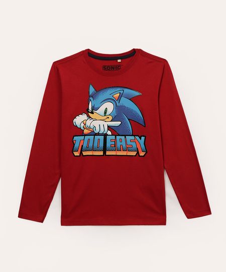 camiseta de algodão infantil sonic vermelho 4