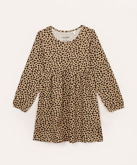 vestido de algodão infantil animal print onça colorido 4