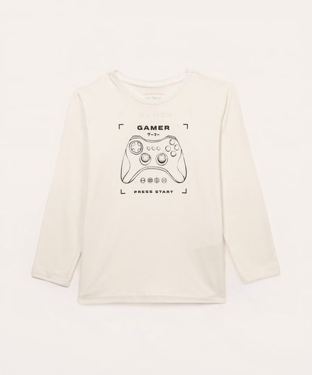 camiseta de algodão infantil gamer branca 10