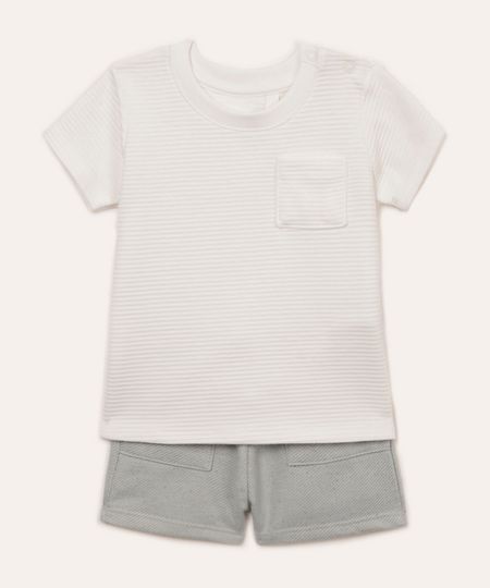 conjunto de algodão infantil texturizado off white 18-24
