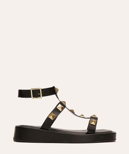 sandália flatform com tachas oneself preta 37 sandália flatform com tachas oneself preta 37