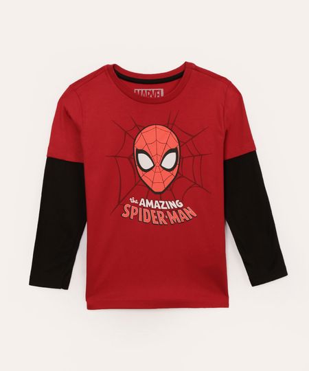 camiseta de algodão infantil homem aranha vermelha 8