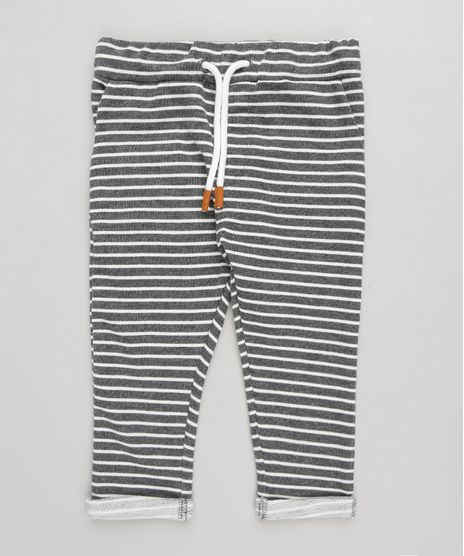 Calca-Infantil-em-Moletom-Listrada-com-Bolsos-Cinza-Mescla-Escuro-8728650-Cinza_Mescla_Escuro_1