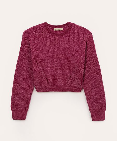 suéter de tricot chenille juvenil rosa 14