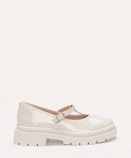 sapato verniz infantil molekinha off white 27