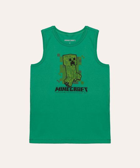 regata de algodão infantil minecraft verde 4 regata de algodão infantil minecraft verde 4