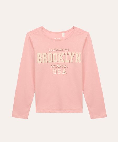 blusa de algodão infantil brooklyn manga longa rosa 4