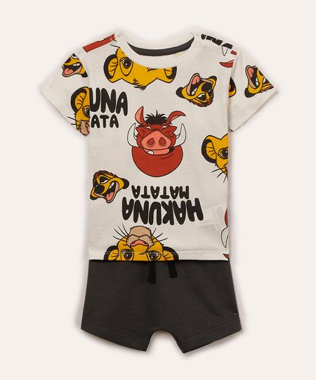 conjunto de algodão infantil o rei leão off white 0-3
