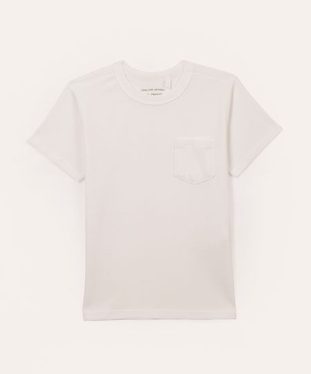 camiseta de algodão infantil com bolso branco 6