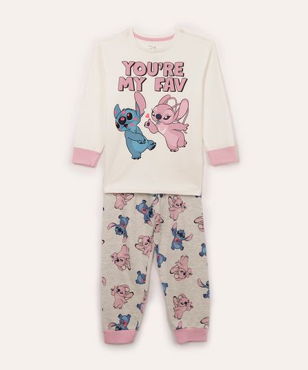 pijama de algodão infantil stitch off white 8