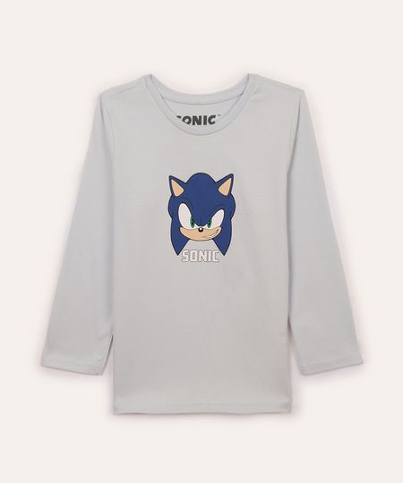 camiseta de algodão infantil sonic azul 2
