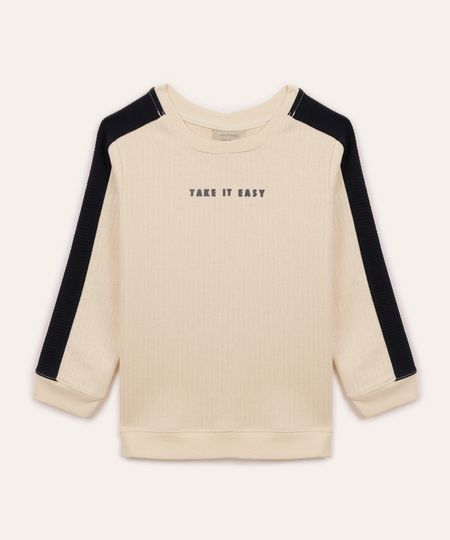 blusa de moletom infantil take it easy bege 2