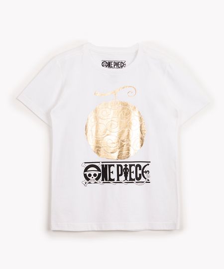 camiseta de algodão infantil one piece manga curta off white 6