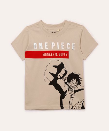 camiseta de algodão infantil one piece bege 4 camiseta de algodão infantil one piece bege 4