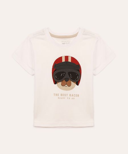 camiseta de algodão infantil cachorro branco 4