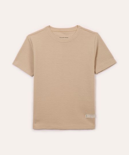 camiseta de algodão infantil texturizada bege 4 camiseta de algodão infantil texturizada bege 4