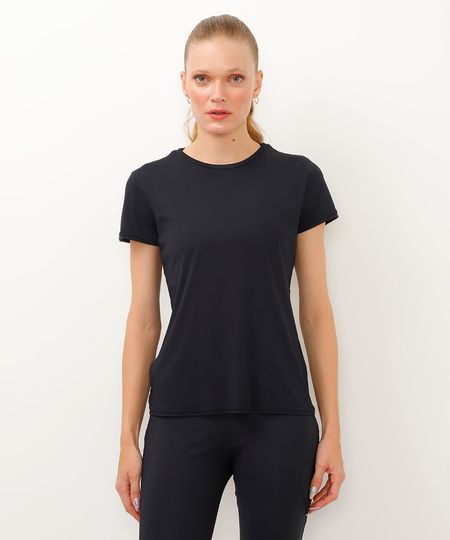 camiseta de poliamida manga curta esportiva ace preto M