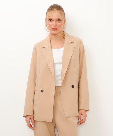 blazer alfaiataria alongado bege P