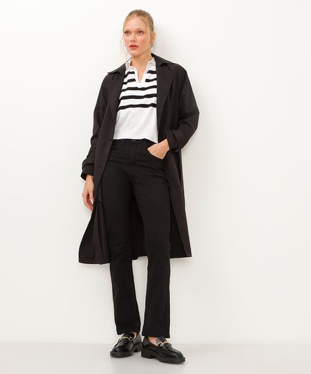 calça de sarja reta cintura alta preta 36 calça de sarja reta cintura alta preta 36