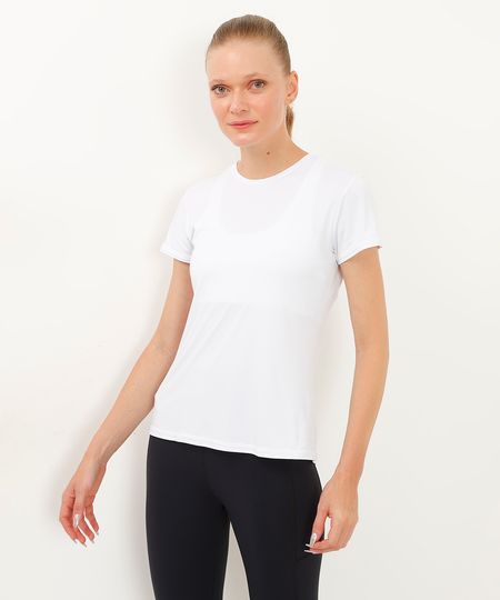camiseta de poliamida manga curta esportiva ace branco P