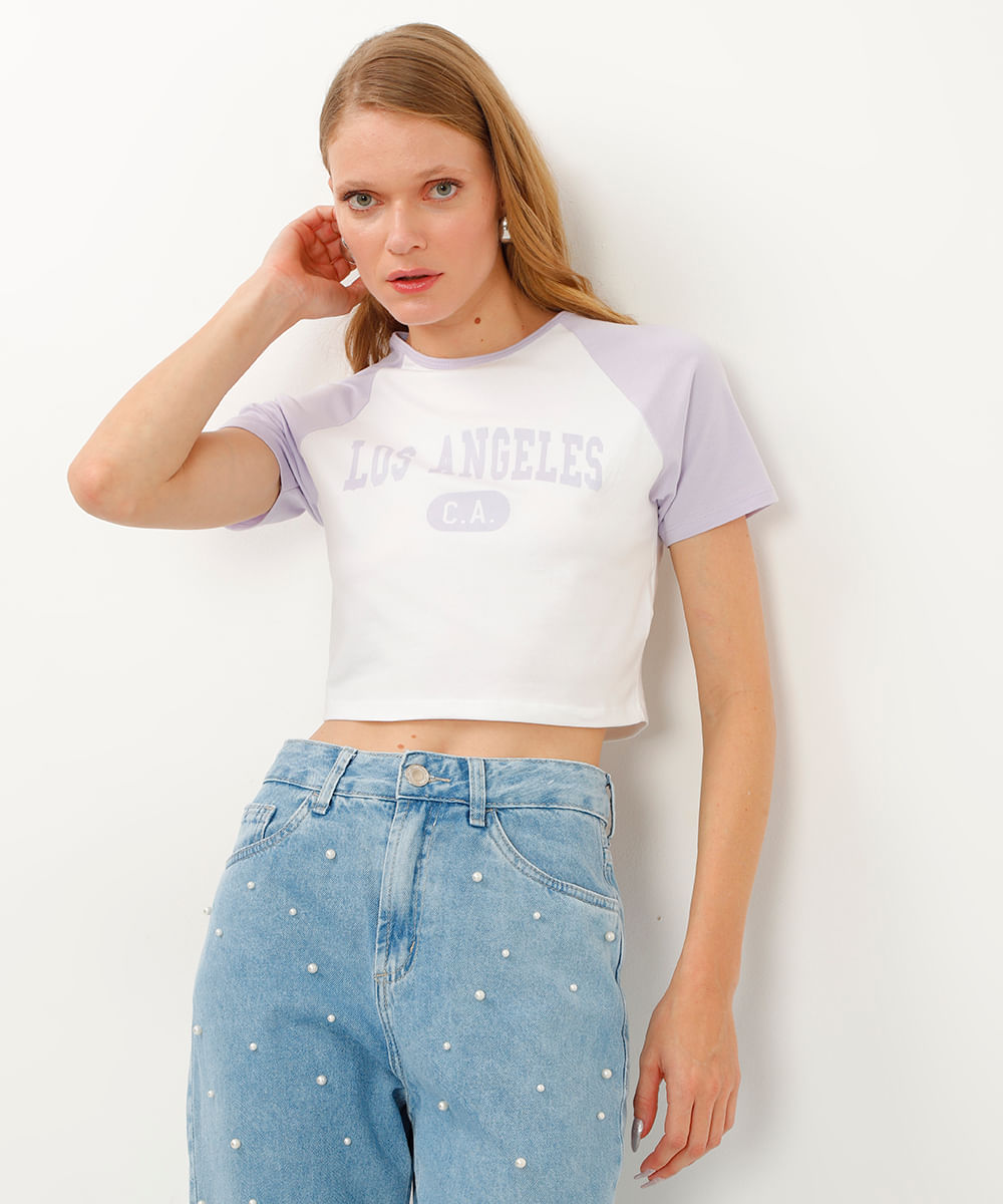 cropped de algodão peruano los angeles off white