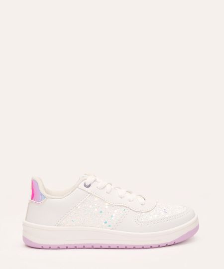tênis infantil glitter branco 28