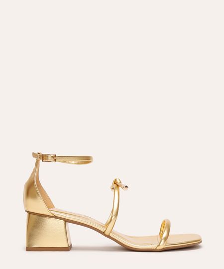 sandália metalizada salto bloco baixo oneself dourada 35 sandália metalizada salto bloco baixo oneself dourada 35