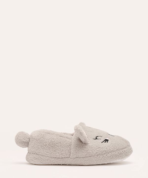 pantufa infantil de pelúcia coelho cinza 23-24