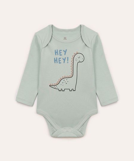 body de algodão infantil dinossauro azul 3-6