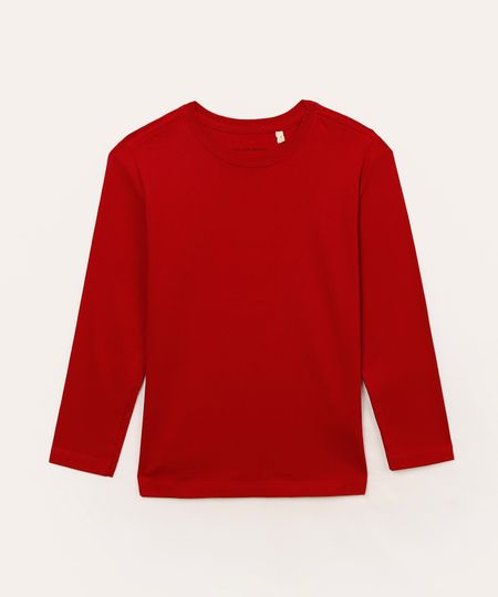 camiseta infantil de algodão manga longa vermelho 4
