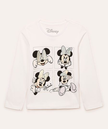 camiseta de algodão infantil minnie holográfica off white 4