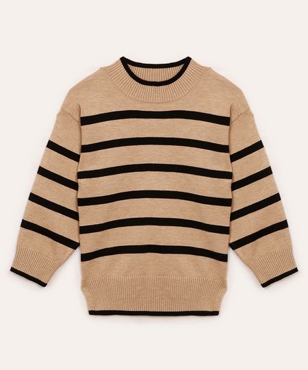 suéter de tricot infantil listrado bege 4