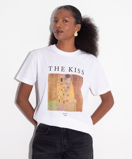 camiseta de algodão the kiss mindset off white PP