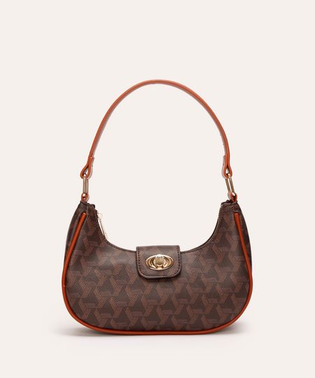 bolsa baguete geométrica marrom UNICO
