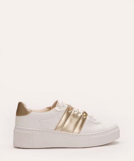 tênis casual com recorte branco 34