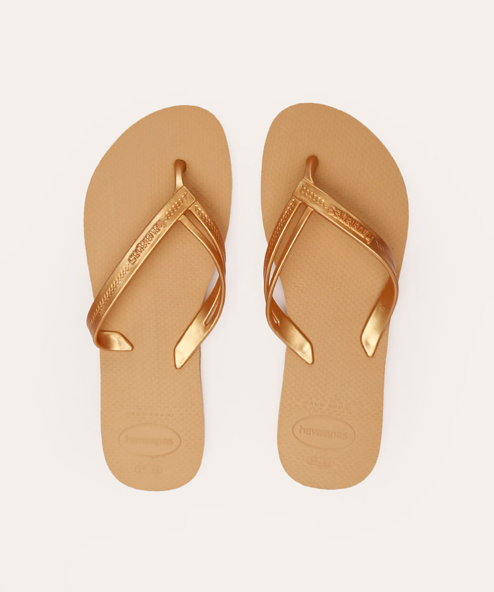 chinelo havaianas elegance dourado